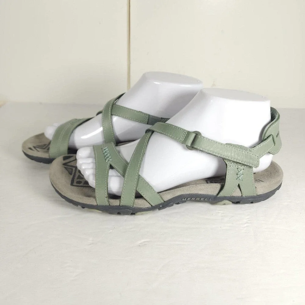 Merrell Women's Blue Dove Size US 7 Leather Slingback Hiking Outdoors Sandals